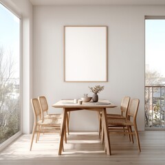 Modern dining room, neutral tones