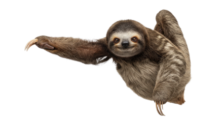 Adorable Sloth Reaching Out on White.