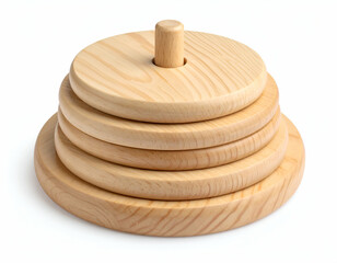 Wooden Stacking Toy Natural Wooden Discs and Dowel Educational Toy for Kids