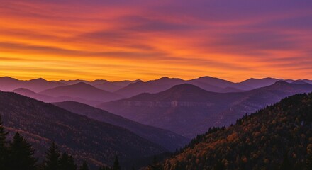 Colorful mountain sunset panorama