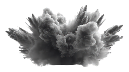 Cloud of gray smoke explodes outward