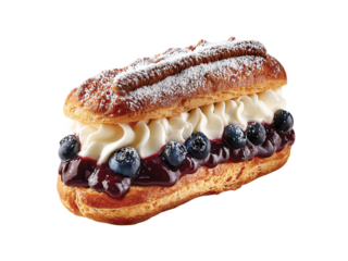 New Blueberry Éclair isolated on transparent background png
