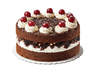   Black forest cake decorated birthday isolated on transparent background png