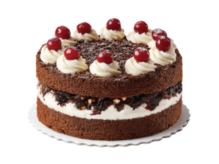   Black forest cake decorated birthday isolated on transparent background png