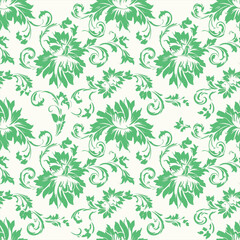 Seamless natural flower patterns Emerald Green on Off White, a refreshing natural mood therapy for vector wallpapers.