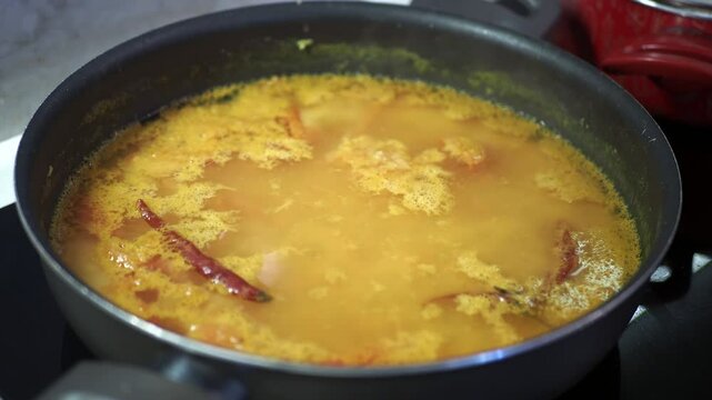 closeup of dhal in a cooking pan 