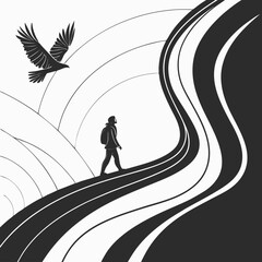 man walks by his instincts abstract vector
