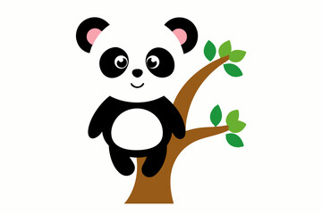Fototapeta premium Lovely baby Panda on the tree vector illustration