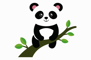 Lovely baby Panda on the tree vector illustration