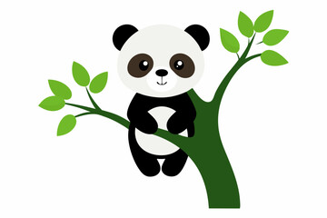 Lovely baby Panda on the tree vector illustration