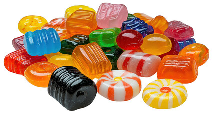 Colorful assorted hard candies in a pile