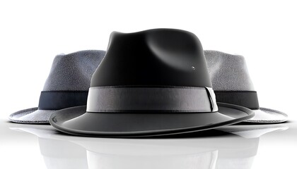 Three stylish fedoras in grey and black