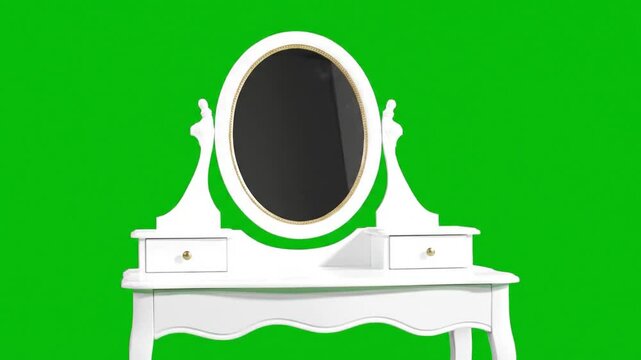 dressing table on green background