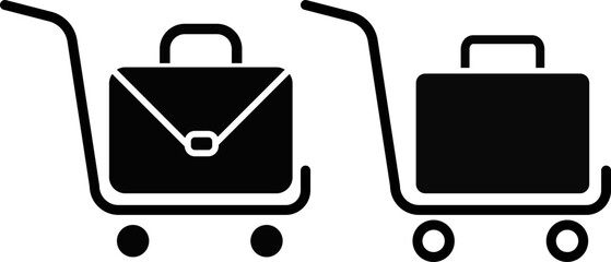 

trolley with suitcase icon. luggage travel gear essentials. traveling bag icons. travel suitcase symbol. Transportation Concept Design