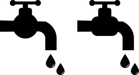 water tap icon set. dripping water drop for conservation awareness. water tap for sink
