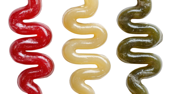Colorful, shiny, wavy squiggles