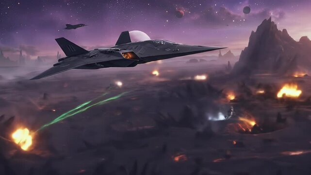 Futuristic spaceship combat in space