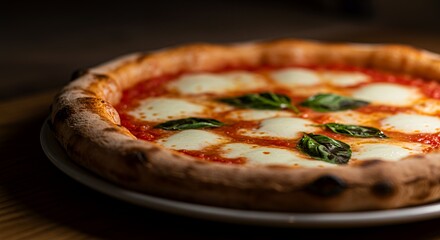Indulge in the rustic charm of this Neapolitan pizza, its bubbly crust and melted mozzarella promising a taste of Italy.
