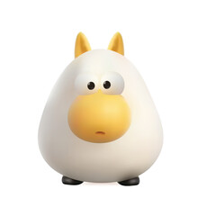 Chubby 3D cartoon cow with small horns