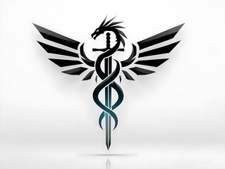 Dragon with sword and wings