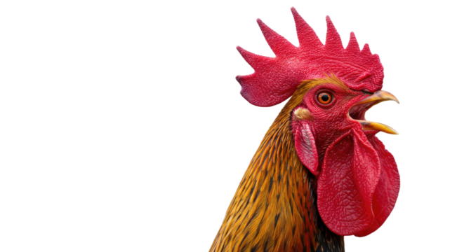 Closeup Rooster Portrait with Red Comb.