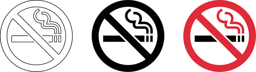 No smoking sign vector illustration for smoke free zone and public health campaign design and awareness editable stock vector