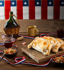 Chilean national holidays With Empanadas and Decor on a Wooden Table, september 18th