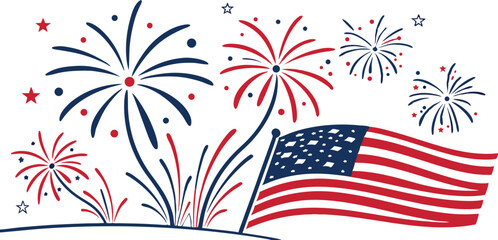 Fireworks Celebration in Red, White, and Blue,Red, White, and Blue Fireworks Celebration,Patriotic Fireworks Display in Red,White, and Blue,4th of July border, USA banner, fireworks pattern background