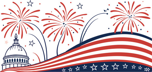 Fireworks Celebration in Red, White, and Blue,Red, White, and Blue Fireworks Celebration,Patriotic Fireworks Display in Red,White, and Blue,4th of July border, USA banner, fireworks pattern background