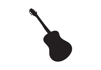 Black and white guitars. Acoustic and electric guitar outline musical instruments Vector isolated silhouette guitare doodle set