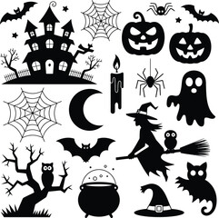 Obraz premium set of Halloween silhouette vector