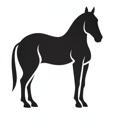 Obraz premium Black Horse Silhouette Standing Side View