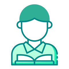reading student green filled line icon for learner identity