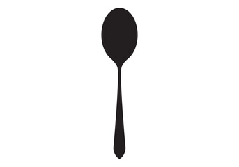 Single spoon vector silhouette on white background. Spoon icon sign illustration design