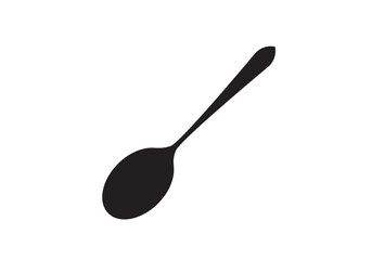 Single spoon vector silhouette on white background. Spoon icon sign illustration design