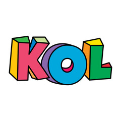 KOL or key opinion leader text colorful design vector