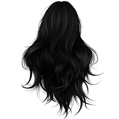 A detailed illustration of long, wavy black hair