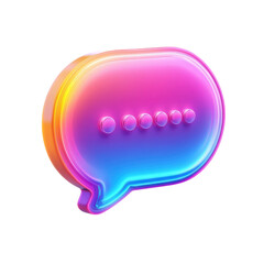 Fototapeta premium Neon Chat Bubble Icon 3D Rendering Social Media Messaging App on transparent background