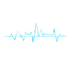 Blue Heartbeat Signal on Black Background Abstract Light Curve Pulse for on transparent background