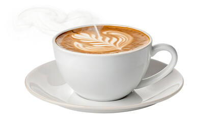Obraz premium Steaming Coffee Cup A White Ceramic Coffee Cup with Steam on Transparent Background