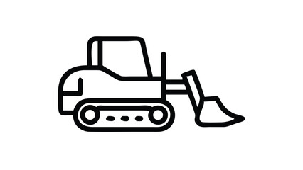 Bulldozer outline icon. Construction vehicle linear symbol. Heavy equipment editable stroke vector sign for infographics © revpy