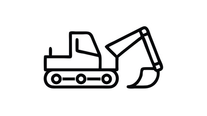 Excavator line icon. Heavy construction machinery outline vector symbol. Digger editable stroke pictogram for UI design