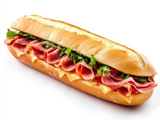 Hoagies: Fresh Submarine Sandwich with Ham and Cheese on White and Wheat Bread