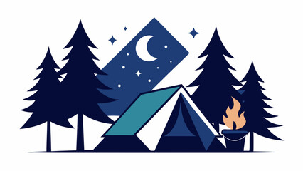 Fototapeta premium Peaceful Camping Scene Vector Silhouette