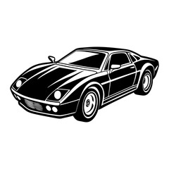 Fototapeta premium Modern High Speed Sports Car Silhouette Illustration in Black on Transparent Background