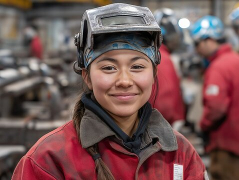 Lady in welding gear 