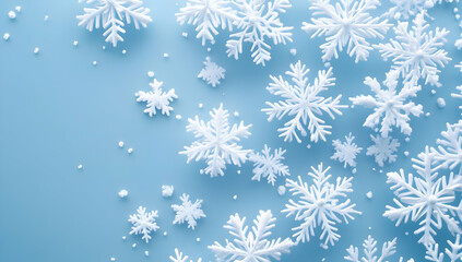 White snowflakes on blue background