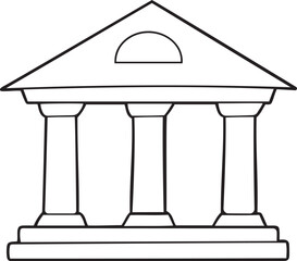 Vector illustration of classical building or museum, Silhouette vector icon art of classical building or museum, classical building or museum line art vector design