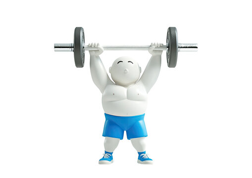 Cartoon figure lifting weights
