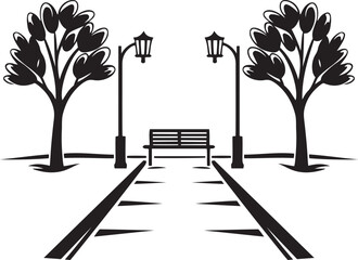 Decorative vector icon design of public spaces, Isolated line art vector of public spaces, public spaces silhouette vector illustration